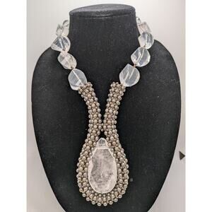 Unique Daniele Cornaggia STUNNING Designer Crystal Necklace W/ Metal Beads